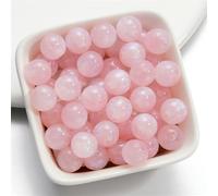 50pcs Pink Glitter Loose Beads 8MM,Round Resin Bead with Hole,Red Beads for Crafting Jewelry Making