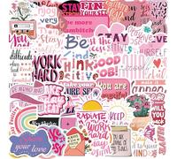 50PCS Pink Motivational & Inspirational Stickers - Durable Waterproof Positive Affirmation Vinyl Decals for Teens & Adults, Perfect for Laptops, Water Bottles, Journals, Scrapbooks & Gifts