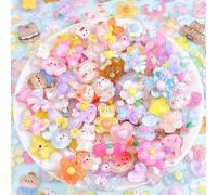 50PCS Pink Slime Charms Cute Set Flatback Beads Making Kit Mixed Candy Sweets Resin Random Kawaii Candy Resin Ornaments for DIY Craft Scrapbooking Decoration Assorted Colors and Shapes (Style2)