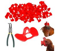 50PCS Pinless Peepers for Chickens with Plier : Chicken Blinders for Pecking and Anti Fighting,Blinders for Chicken Farms,Reusable Glasses for Preventing Roosters Pecking (Small)