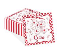50Pcs Pizza Ciao Cocktail Napkins 5"x 5" 3 Ply Red and White Gingham Paper Napkins Disposable Absorbent That's Amore Beverage Napkin for Wedding Bridal Shower Italian Pizza Theme Party Decorations