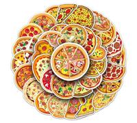 50Pcs Pizza Waterproof Vinyl Stickers Decals Aesthetic Vinyl Decals for Water Bottles Laptop Luggage Cup Mobile Phone Computer Skateboard Refrigerator Wardrobe Guitar Car Motorcycle Bike