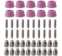 50Pcs Plasma Cutter Torch Consumables Electrode Nozzles Cups Kit For -60 SG-55 WSD-60 Fit CUT-60 LGK-60 Plasma Cutter Pink silver