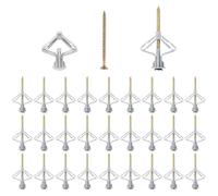 50pcs Plasterboard Wall Plugs Set, Plasterboard Fixings, Heavy Duty Universal Drywall Anchors and Screws, Anti-Rotate Plaster-board Rawls Plugs, Expansion Tube for Strong Hold Hollow Dry-wall Fixings