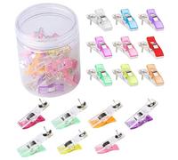 50Pcs Plastic Clips Push Pins, Colorful Plastic Pegs with Thumb Tacks for Crafts Photos Cork Board Decorations