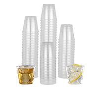 50PCS Plastic Mini Shot Glass Reusable Heavy Duty Crystal Clear Drinking Glasses for Party Travel Picnics Festival Wedding Beach Camping Cocktail Bomb Champagne Beer Soda Dessert 30ml