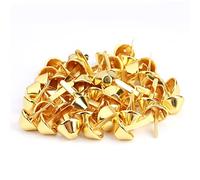 50PCS Plate Bottom Studs Bag Feet Flat Metal Cone Studs Mushroom Spike Rivet Purse Spike Nailheads Brad leathercraft Findings (15mm-Gold)