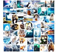 50Pcs Polar Region Animals Stickers Polar Landscape Waterproof Vinyl Decals Water Bottles Laptop Luggage Mobile Phone Guitar Skateboard Decoration
