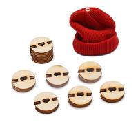 50pcs Pom Poms Buttons for Hats, 20mm Wooden Handmade Buttons Removable Love Button Faux Fur Pom Pom Holder Keepers Fastener for Knitting Beanies Caps DIY Craft Decoration