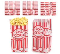 50Pcs Popcorn Bags 2.3x3.5x7 Inch, Striped Popcorn Boxes Pop Corn Bags Large, Paper Popcorn Favor Boxes for Cinema Movie Night Children's Birthday Sleepover Party