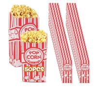 50Pcs Popcorn Bags, 9x18 cm Paper Red and White Striped Boxes, Movie Theater Popcorn Paper,Pop Corn Candy Container for Children's Birthday, Carnival, Party, Wedding