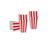 50PCS Popcorn Favor Boxes, Striped Paper Popcorn Boxes Cardboard Candy Container for Birthday Theater Themed Parties Movie Nights Carnivals, Red And White 3.3 X 5.6 Inches
