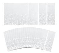50pcs Pre-Folded Vellum Jacket for 5x7in Invitations, Floral Vellum Paper Translucent Invitation Sleeve Wraps for Wedding Baby Shower Birthday Greeting Cards