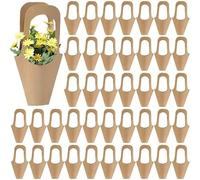 50pcs Premium Paper Flower Wrapping Bags (Khaki, 8.5 x 42 cm)