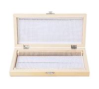 50PCS Prepared Microscope Slides Glass Specimens with Wooden Slide Storage Box for Biology Slice Collection