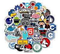 50Pcs Programming Stickers Laptop Car Scrapbook Phone Skateboard Suitcase Luggage Bike Programmer Logo Stickers Vinyl Waterproof Aesthetic Personalised Stickers for Teens Boys Girls Adults Children