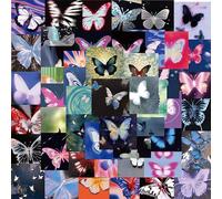 50pcs Psychedelic Butterfly Stickers Cute Aesthetic Colorful Insect Sticker for Water Bottle Laptop Guitar Luggage Scrapbook Car Skateboard Computer Suitcase,Vinyl Waterproof Stickers for Teens Girl