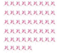 50pcs Pull Bows - Plastic Pink Ribbon Bows, 1.4cm*25cm - Perfect for Christmas, Wedding & Parties