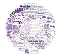 50PCS Purple Inspirational Phrase Stickers for Laptop,Guitar,Water Bottle,Luggage,Bumper,Scrapbook,Helmet,Bike,Teens Girls Decal,Motivational Waterproof Vinyl Sticker,Aesthetic Graffiti Decals