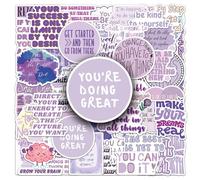 50Pcs Purple Inspirational Phrase Stickers for Skateboard,Helmet,Laptop,Car,Water Bottle, Notebook,Luggage,Bike,Phone,Gift for Children Girl,Waterproof Cute Vinyl Sticker,Motivational Aesthetic Decal