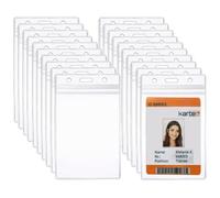 50PCS PVC Vertical ID Card Holders & Name Badges, Clear Plastic Badge Holders with Reel Lanyard and Strap for Work, Office, Event, Conference, Security (Waterproof, Reusable, Durable)