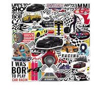 50pcs Racing Car Stickers Cool Stickers for Boys/Car Lovers, Premium Waterproof PVC Laptop Stickers Also for Water Bottle, Kindle, Ipad, MacBook, Guitar, Luggage to Personalize Your Items