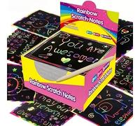 50pcs Rainbow Scratch Art Notebook Set, Vivid Colours Reveal Hidden Designs, Black Scratch Cards for Creative Drawing & Craft Gifts
