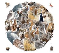 50PCS Realistic Animal Stickers Waterproof PET Transparent Decals for Water Bottle Laptop Scrapbook Journal Phone Skateboard Luggage Cute Jungle Wildlife Stickers for Adults DIY Craft Decals
