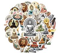 50Pcs Realistic Buddha Meditation Stickers Waterproof Buddha Meditation Sticker for Water Bottle Laptop Phone Cases Planner Luggage Helmet Favor Decor Ideal for Adults Teens Teacher Rewards C4L5M1C
