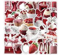 50Pcs Red Aesthetic Stickers Cute Vinyl Decals for Laptops Skateboards Luggage Helmets Bikes and Phones Fans Lovers and Coquette Vibe Enthusiasts