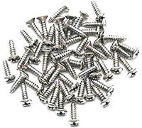 50pcs Red Copper 3MM Durable Guitar Pickguard Screws Pick Guards Scratch Plate Mounting Screws Guitar Repair Screws for Fender Guitars Tele Gibson (Chrome-100pcs)