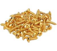 50pcs Red Copper 3MM Durable Guitar Pickguard Screws Pick Guards Scratch Plate Mounting Screws Guitar Repair Screws for Fender Guitars Tele Gibson (Gold-100pcs)