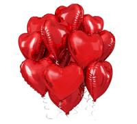 50PCS Red Heart Balloons 10inch Red Heart Shaped Balloons Engagement Party Decorations Happy Anniversary Balloons Helium Valentines Decorations Red Foil Balloons for Valentine's Day The Day of Love