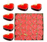 50PCS Red Heart Shaped Candles, Mini Smokeless Unscented Tea Lights Candles for Valentine's Day,Dinners,Home,Wedding,Party and Christmas