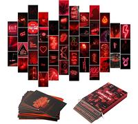 50PCS Red Neon Aesthetic Pictures Wall Collage Kit, Neon Red Photos Collections Collage Dorm Decors for Girl Teens and Women, Trendy Wall Prints Kit, Small Posters for Room Bedroom Aesthetic