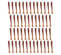 50Pcs Red Soft Plastic T-Tail Grub Worm Baits Fishing Lures Fish Tackle Gear Accessories Suitable for Catching Bass Trout Salmon