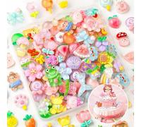 50pcs Resin Slime Charms for Crafting - Mixed Cute Flatback Charms Set - Mini DIY Craft Supplies for Phone Case Nail Art Scrapbooking - Kawaii Decoration Accessories for Girls Teens