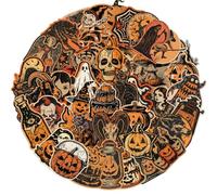 50Pcs Retro Halloween Stickers Laptop Car Scrapbook Phone Skateboard Suitcase Luggage Bike Cute Halloween Vinyl Waterproof Aesthetic Personalised Stickers for Teens Boys Girls Adults