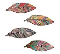 50Pcs Retro Shaped Leaf Wooden Buttons,Mixed Colours 2 Holes Leaves Design Wooden Craft Buttons,Decorative Craft Buttons for DIY Sewing(14x41mm)