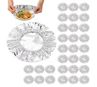 50pcs Reusable Aluminum Tin Foil Food Insulation Cover, Pop-Up Heat Retaining Bag for Refrigerator Storage, Universal Aluminum Disposable Thermal Cover for Food（30PC）