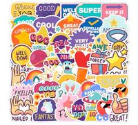 50PCS Reward Series Stickers,Gift for Teens Kids Adults Teachers Classroom,Cute Cartoon Graffiti Waterproof Decals for Computer Skateboard Luggage Notebook Journal Guitar Helmet Bike Phone Laptop