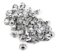 50Pcs Rhinestone Crystal Buttons, Crystal Diamante Rhinestone Round Buttons Rhinestone Sewing Fastening Buttons Upholstery Buttons for Clothes, Crafts, Headboard, Sofa (20mm)