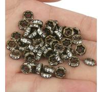 50pcs Rhinestone Spacer Beads Multi-Color Crystal Metal Spacers Rondelle Beads for Jewelry Making DIY Bracelets Accessories-Antique bronze-10mm 50pcs