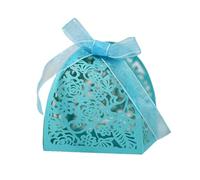 50Pcs Rose Flower Candy Gift Box Sweet Wedding Favor Packaging With Ribbon Baptism Birthday Party Decoration(Color11)