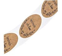 50pcs Round Kraft Handmade Stickers Scrapbooking Hand Made Labels for Package Adhesive Sticker Labels Stationery