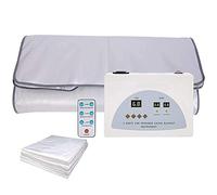 50pcs Sauna Blanket with 50pcs Body Wrap Bags, Far Infrared Sauna Heating Blanket Body Shape Detox Slimming Fitness Machine(Silver)