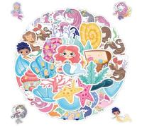 50Pcs Sea Mermaid Stickers,Cartoon Vinyl Waterproof Stickers for Phone Laptop Flasks Water Bottle Luggage Scrapbook Cup Bike Car Notebook,Cute Sticker Gift for Kids Teens Adults