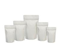 50pcs Sealable Matt Pouches Resealable Bags Ziplock, Sealable Matt Bags Reusable Mylar Baggies Heat Seal Packaging Bags for Food Storage (White Matt, 13x21cm)
