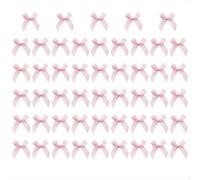 50pcs Self Adhesive Bows, Pink Satin Ribbon Bows for DIY Craft, Gift Wrapping, Christmas Decor & Card Making