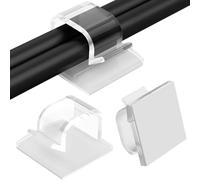 50pcs Self Adhesive Cable Clips Self Adhesive, Transparent Wire Clips for Cables, Sticky Cable Clips Cord Holder, Cable Holder Clips for Desk Wall Home Office Outdoors Christmas Decoration Fairy Light